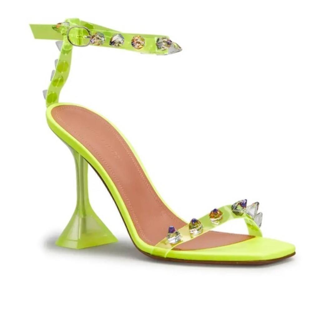 Amina Muaddi Julia Neon Crystal-Spike Clear sandal size 38.5 EU